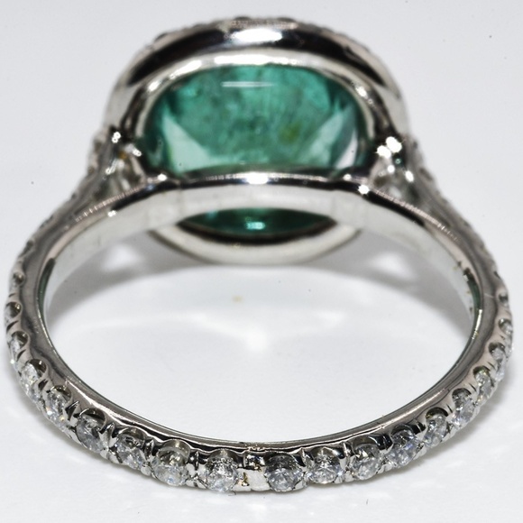 $9,000 Platinum 2.87CT Natural Zambian Emerald & Diamond Cocktail Ring Authentic - Picture 4 of 8